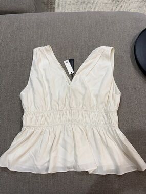 Banana Republic Cream V-Neck Smocked Peplum Camisole